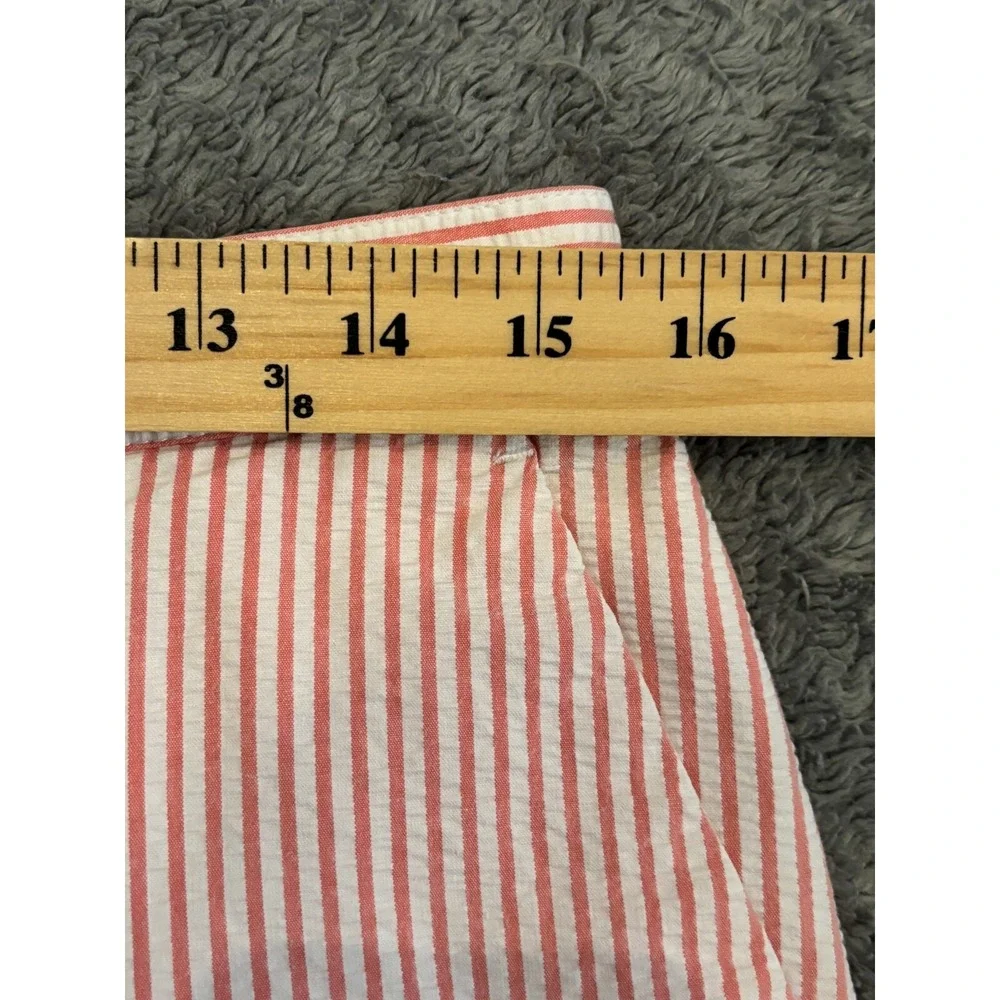 Liz Claiborne Bermuda Shorts Womens 10 Tabitha Striped Seersucker Coral White